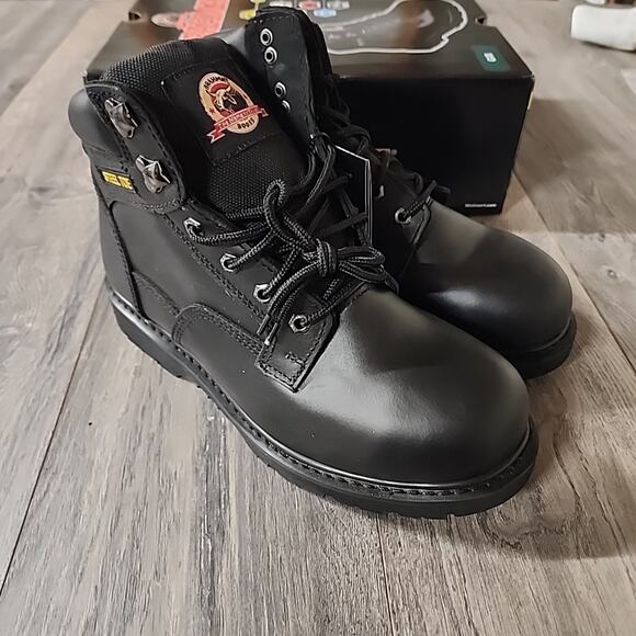BRAHMA Black Steel Toe Work Boots Mens Size 10.5 - Picture 1 of 10